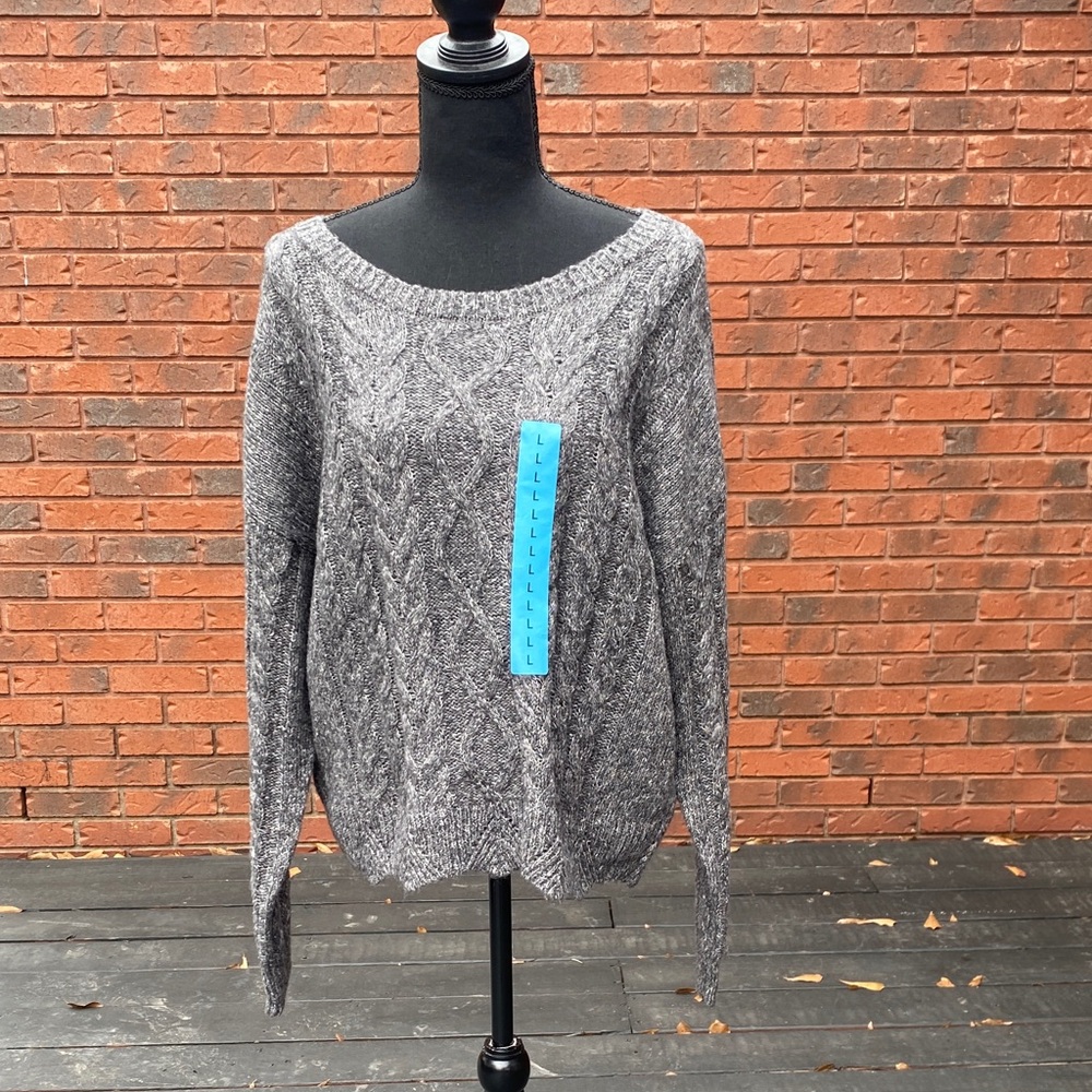 NWT Lucky Brand Black Gray Sweater L